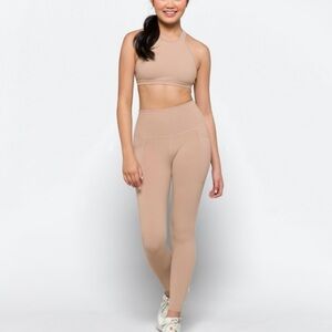 Beyond Yoga Beige Supplex Out Of Pocket Performance Midi Legging